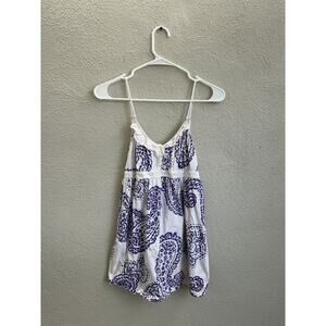 Aeropostale Womens Tank Top Size Large White Purple Paisley Babydoll 2000s Y2K